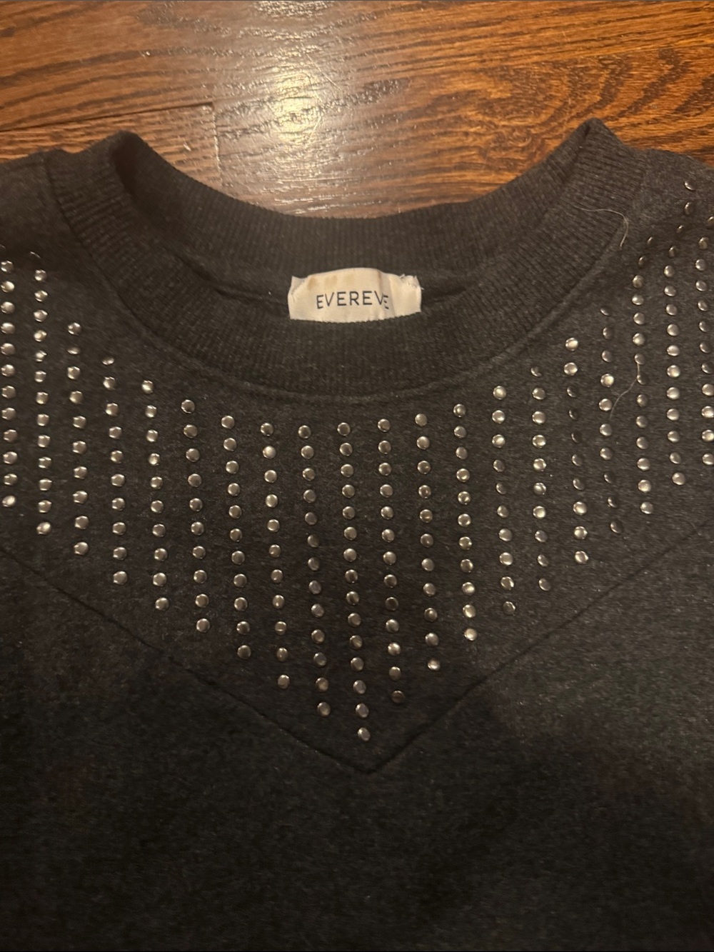 Evereve Silver Studded Sweatshirt Size Small - Picture 2 of 8
